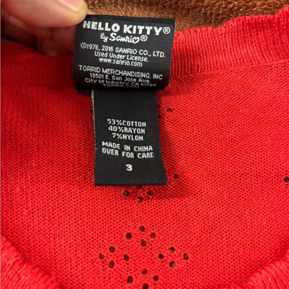 Hello Kitty Sanrio Knit Cardigan Red Button Front Sweater - Picture 4 of 6